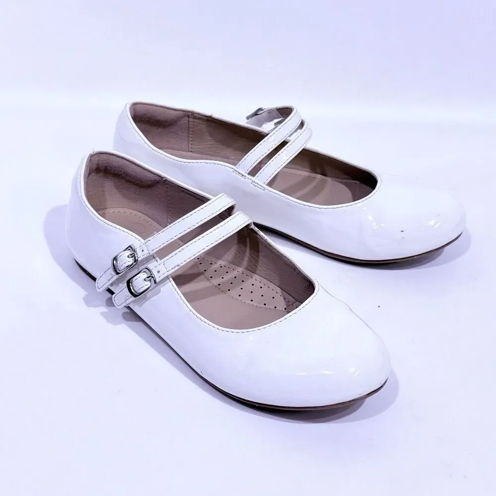 Girls Dress Shoes Mary Jane Flat Shoes Ballerina Flat for Party White Size 2